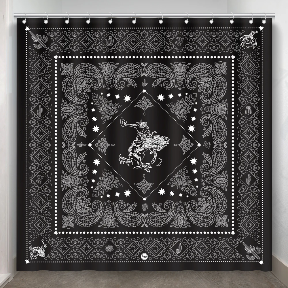 Shower Curtain - Bandito Bandana in Black - Image 2