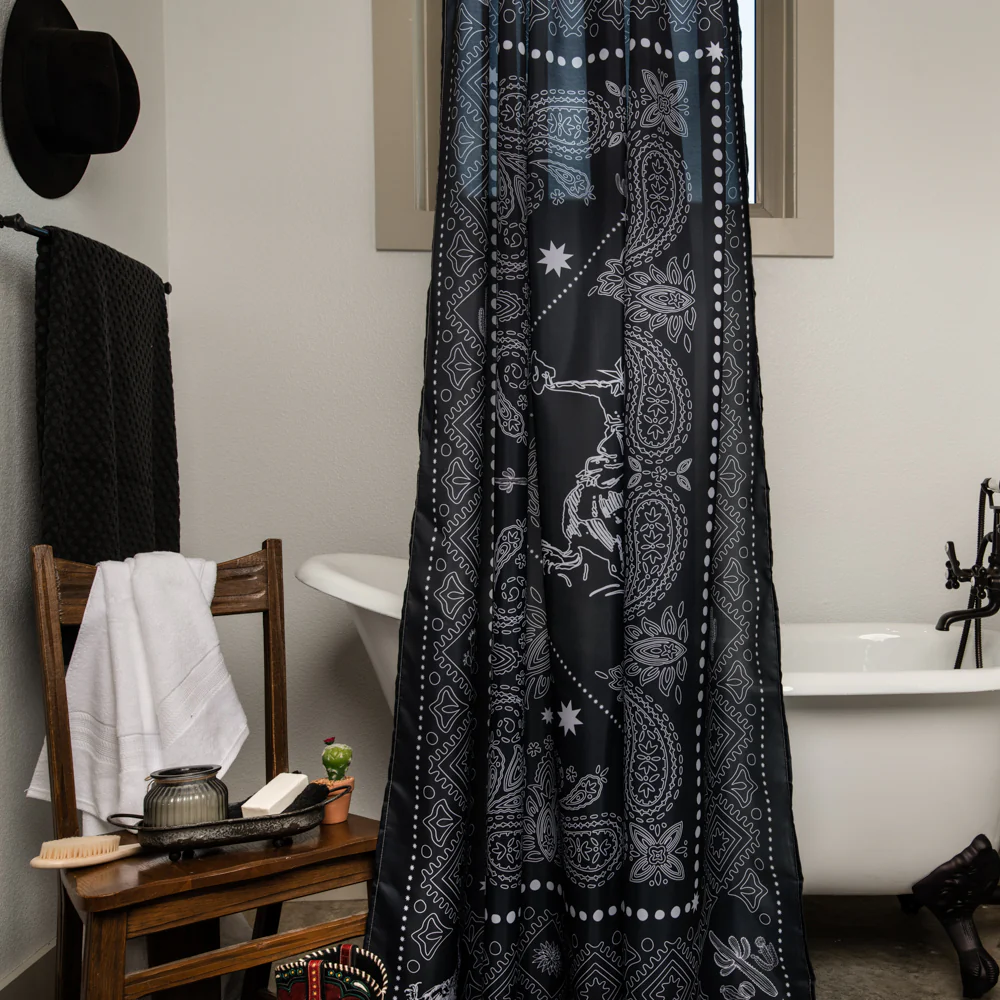 Shower Curtain - Bandito Bandana in Black - Image 3