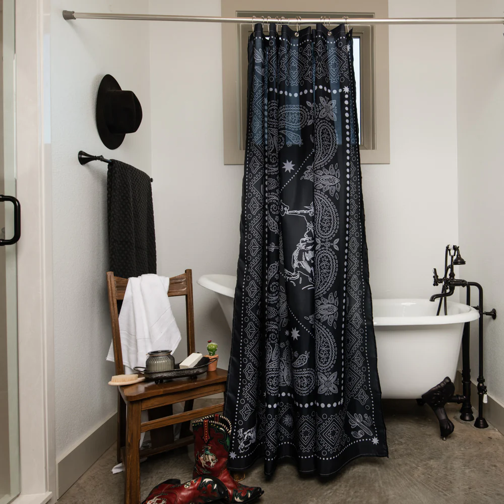 Shower Curtain - Bandito Bandana in Black - Image 4