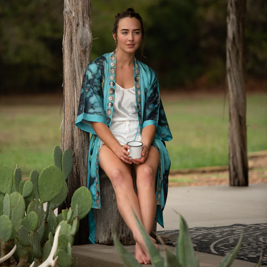 Kimono Robe - Kingman Turquoise - Image 5