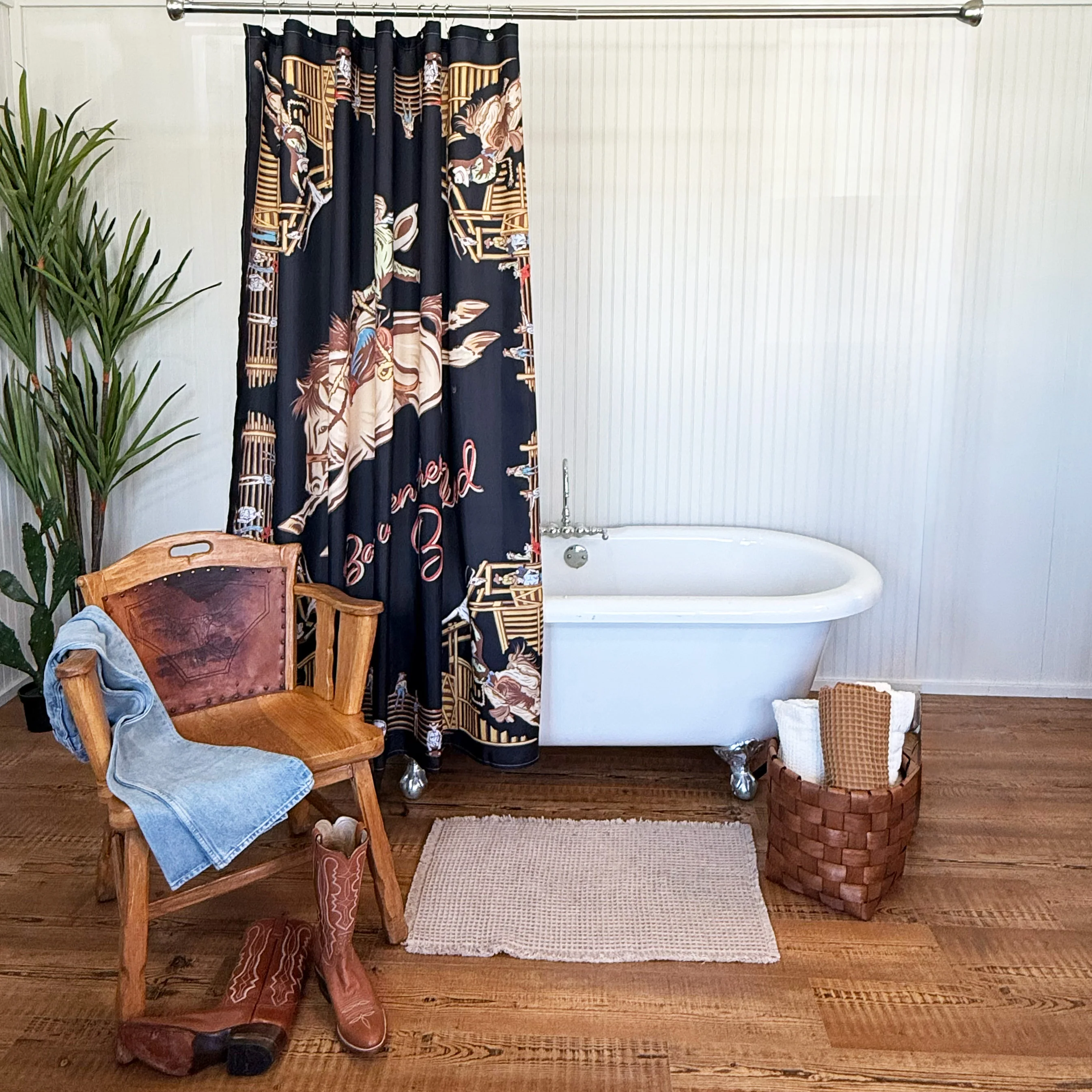 Shower Curtain - Back When They Bucked - Black - Image 3