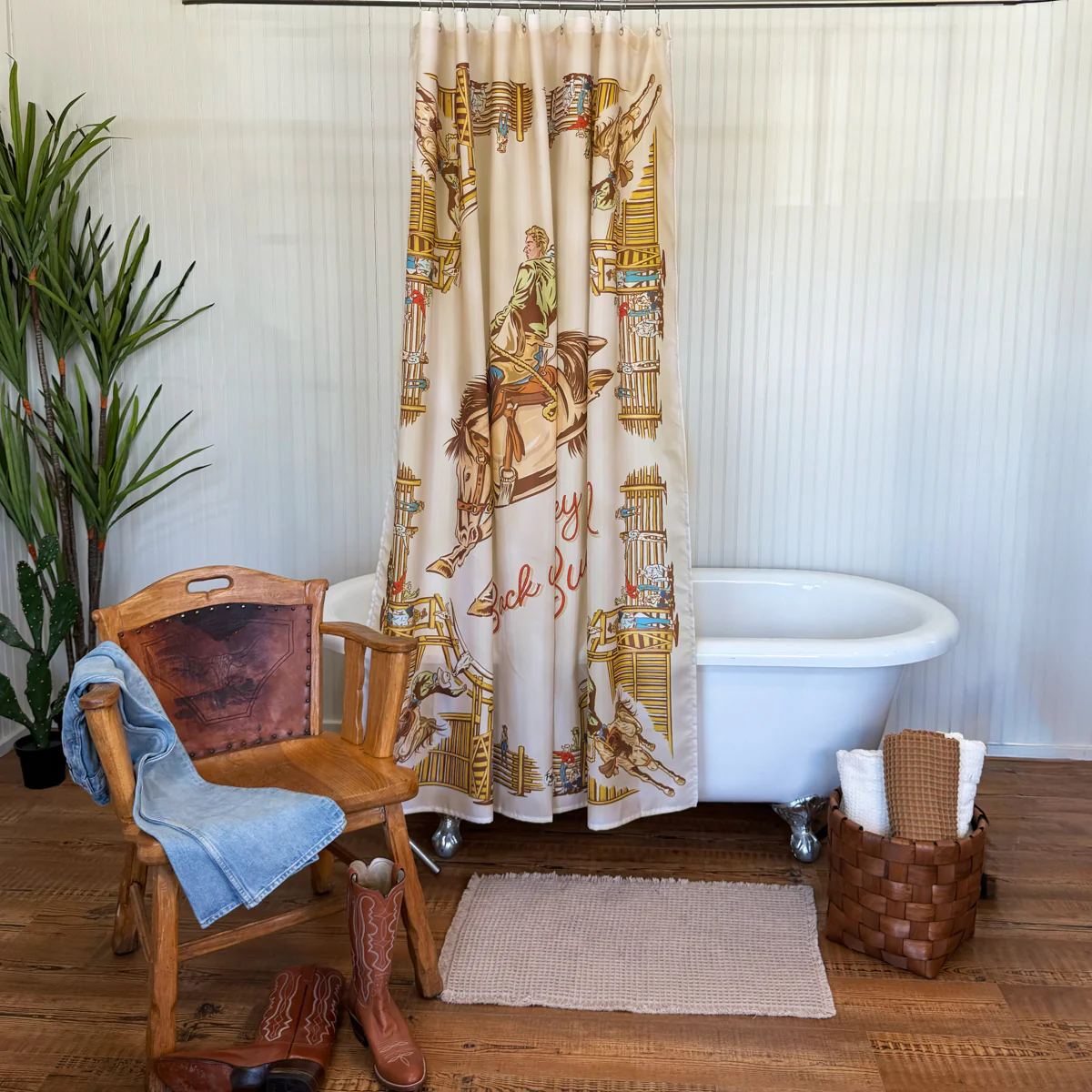 Shower Curtain - Back When They Bucked Tan - Image 3